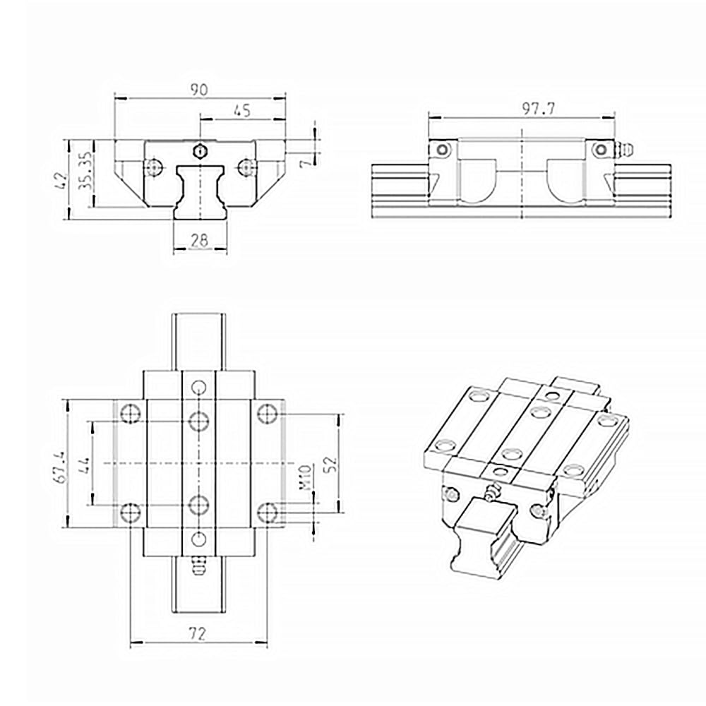 Rexroth FNS Ball Slider Linear Block Linear Guide Slider Linear Bearing Linear Carriage R165179420 R165179422 R165179320 R165179322 R165171420 R165171422 R165171320 R165171322 (1, R165179422)
