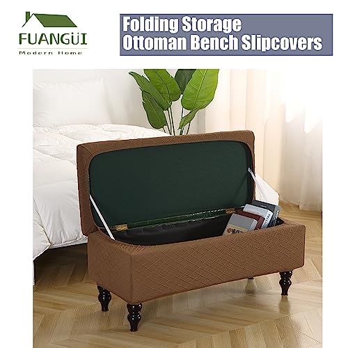 Image of FUANGUI Ottoman Cover Stretch Storage Ottoman Bench Slipcover Printed Folding Storage Bench Ottoman Cover Footrest Stool Slipcover Footstool Protector Cover with Elastic Bottom, Large