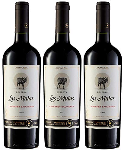Las Mulas Cabernet Sauvignon, Vino Tinto - 3 botellas de 75 cl, Total: 2250 ml