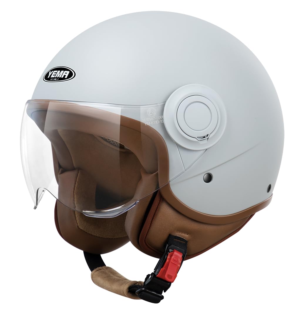 YEMA Open Face Casco YM-631 Moped Scooter ECE 3/4 Half Casco per Uomini Donne