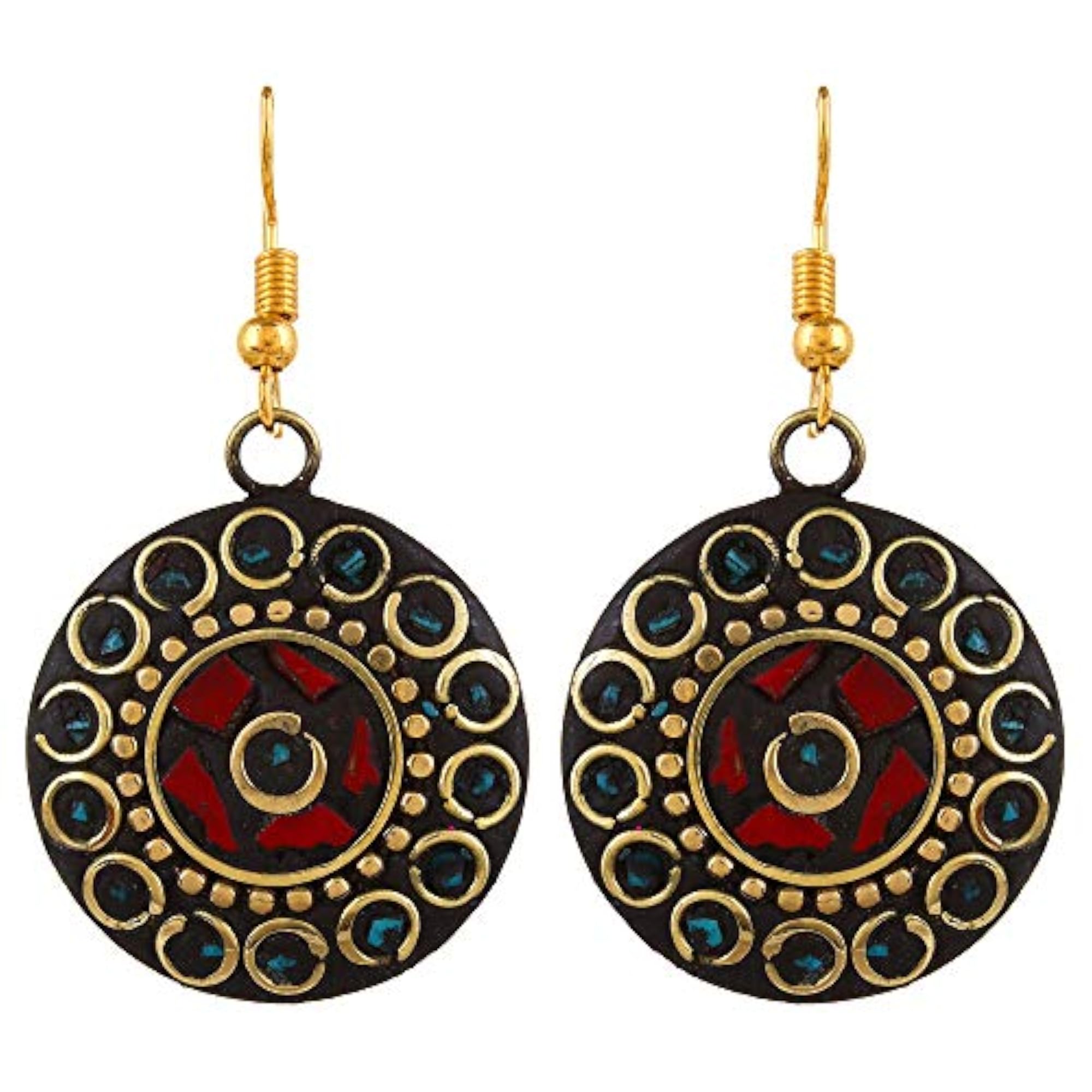 Stylish Afghani Tribal Beads Multicolor Necklace Set with Earrings