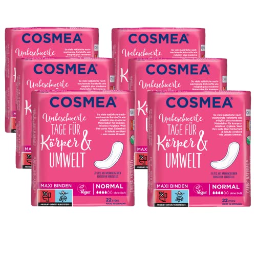 Cosmea Comfort Plus Maxi Binden, 3D-Kern, Normal, 6er Pack (6 x 22 Stück)