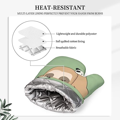 Cute Panda And Sloth Oven Mitts And Pot Holders Heat Resistant 2Pcs Set Bbq Gloves And Pads For Cooking Baking Grilling #TOP4