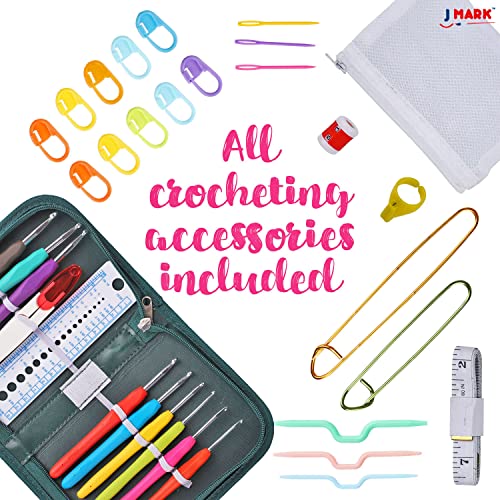 Image of J MARK Acrylic Crochet Kit for Beginners - Premium Crochet Starter Kit for Adults Bundle