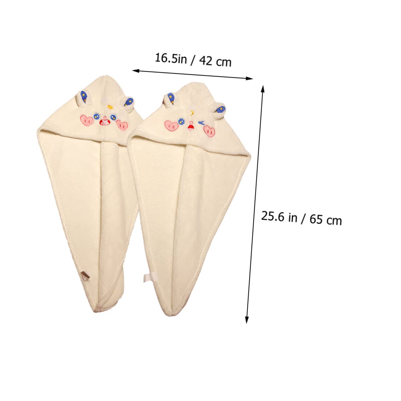 FRCOLOR Hair Drying Cap 2 Pack Turban for Women Absorbent Material Quick Dry Soft Fleece Fashionable Cartoon Head Towel