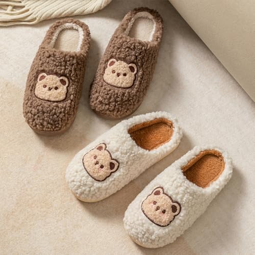 Premium Comfort Thermal Cute Furry Bear Non Slip Women's Fuzzy House Slippers Indoor Soft Warm Kawaii Shoes2