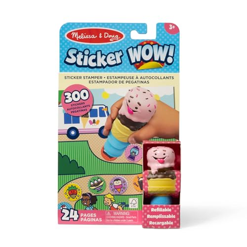 Image of Melissa & Doug Sticker Wow! 24-Page Activity Pad and Sticker Stamper, 300 Stickers, Arts and Crafts Fidget Toy Collectible Character - Ice Cream - for Kids Ages 3+ - FSC Certified (Pack of 8)
