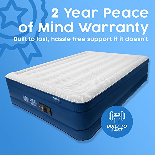 Insta-Bed Whispair+ Plus Inflatable Air Mattress With Integrated Auto-Shut Off Pump, Slumbertouch Knit Topper With Edge Protection, Queen 18”, Nightfall Navy, Queen (U.s. Standard) #TOP4