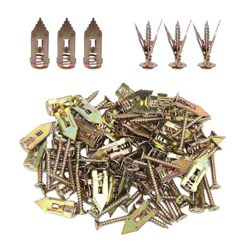 Expansion Screw, 2025 Upgraded Self-Drilling Anchors Screws, Self Drilling Drywall Anchors with Screws, Drywall Anchors and Screw Kit, Easy Application No Drill or Holes in Wall (50, 30mm*35mm)