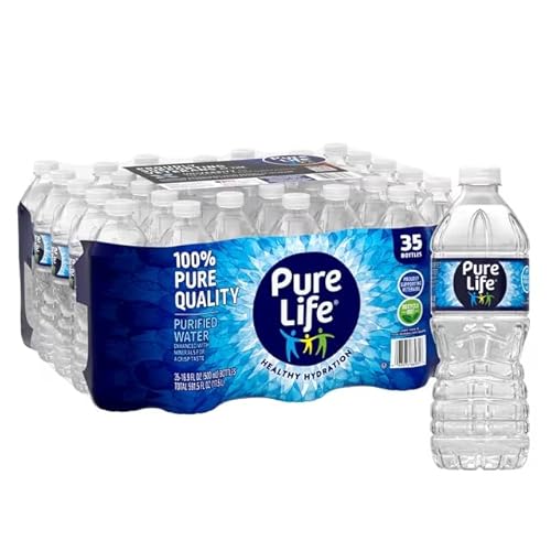 Pure Life Purified Water – 16.9 fl oz (500 ml) Bottles, Pack of 35 – Crisp Mineral-Enhanced Hydration, Zero Calories, Eco-Friendly Recyclable Bottles