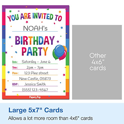 30 Birthday Invitations With Envelopes (30 Pack) - Kids Birthday Party Invitations For Boys Or Girls - Rainbow #TOP3