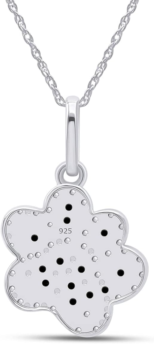 1/5 Carat Round Cut Black & White Natural Diamond Dog Paw Pendant Necklace Along With 18" Chain in 14K Gold Plated 925 Sterling Silver (I2-I3 Clarity, 0.20 Cttw) - Image 3