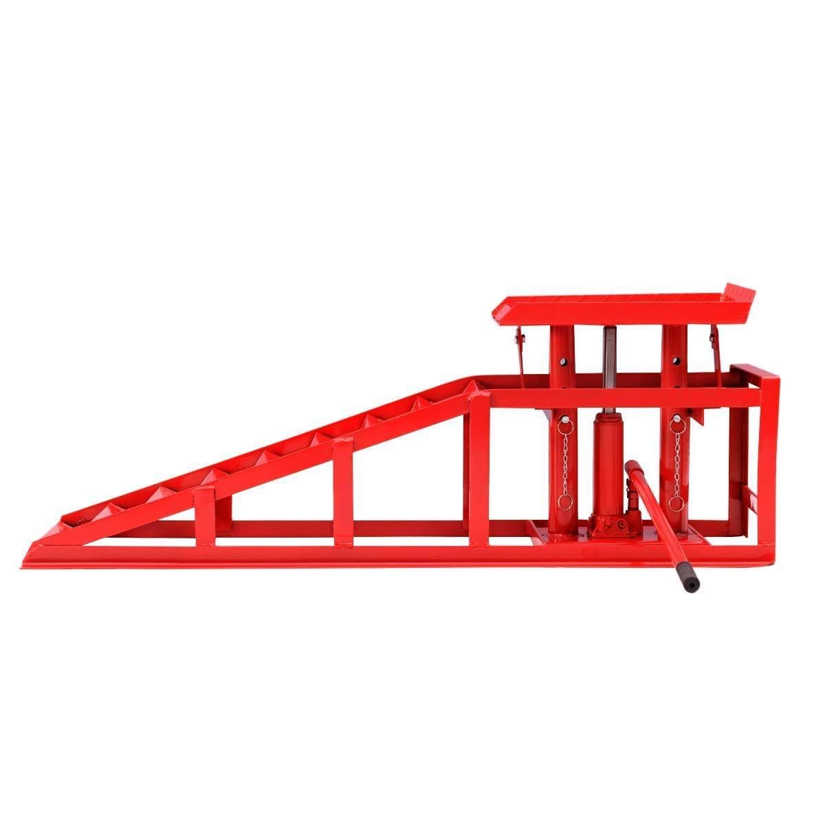 Rampas Hidráulicas Elevadoras para Coche 2 Toneladas Altura Ajustable 270-375mm Acero Alta Resistencia Juego 2 Uds