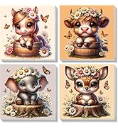 YarnWhimsy 4 Pack Paint by Numbers Kit for Kids with Frame- Animals Paint by Numbers for Kids Age...