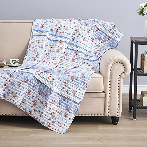 Greenland Home Betty Lace-Embellished White Throw Blanket
