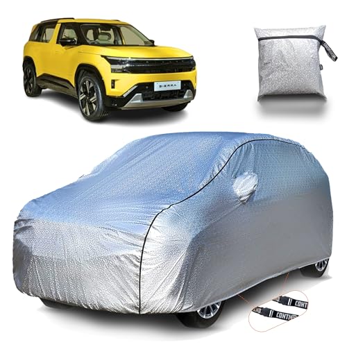 Image of Continental [SilverGuard] Dual Belts Extra Protection Tata Sierra Car Cover (New 2026) Build with Triple Stitched,Waterproof & Dustproof Car Cover for Sierra (Metallic Silver).