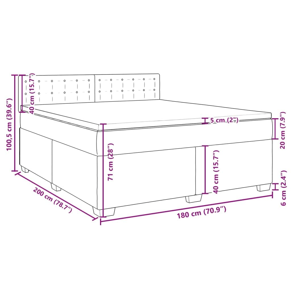 vidaXL Boxspringbett, Polsterbett Bett mit Matratze Matratzenauflage, Bettgestell mit Kopfteil Lattenrost, Doppelbett für Schlafzimmer, Dunkelgrau 180x200cm Samt