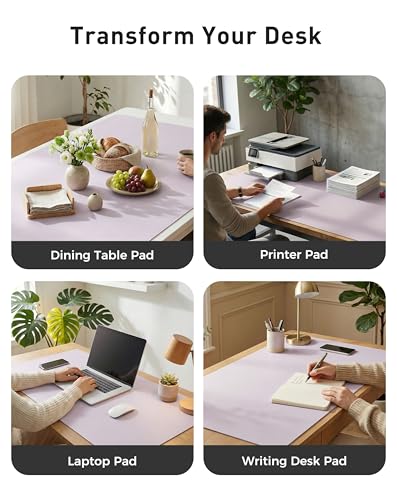 Image of Aothia Faux Leather Desk Mat - Large Mouse Pad, Non-Slip PU Leather Blotter, Waterproof Writing Surface for Office and Home (Soft Lavender, 42 inch x 17 inch)