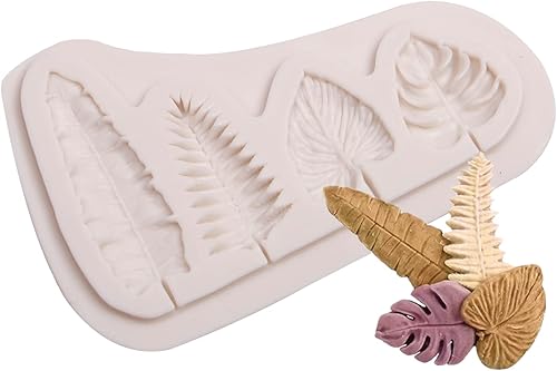 Miniatura 7 de Moldes de silicona para chocolate y jirafa, moldes de fondant tropicales de palmeras de plantas de selva, moldes para hornear para decoración de