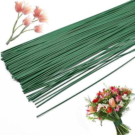 Image of TRAIS 100 PCS Green Floral Stem Wire for Flower Arrangement, Bouquet Making, Florist Crafts, DIY Decoration & Floral Support