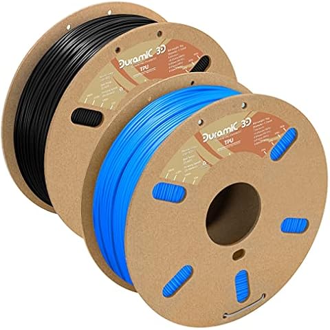 TPU Black and TPU Electric Blue Bundle, DURAMIC 3D TPU Flexible Filament 95A, Soft TPU 3D Printing Filament, 1kg Spool, Dimensional Accuracy +/- 0.05mm, Black 1 Pack Cover