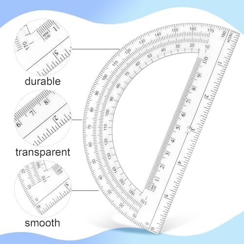 plastic protractor math protractors 180 degrees for geometry classroom student school office supplies 6 inch pack of 2 clear