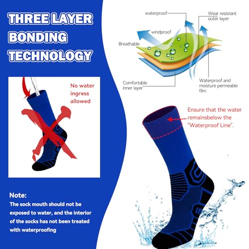 LEOSTEP 3-Schicht Wasserdichte Socken für Wanderen Hochleistungs-Outdoor-Sportsocken, Geeignet für Radfahren, Skifahren, Mountainbiken, Golf, Laufen, Wandern, Angeln