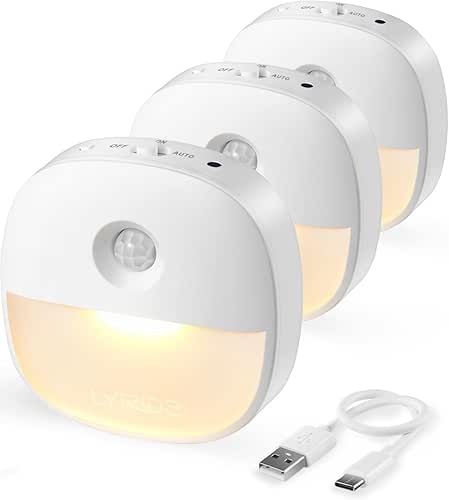 Lyridz Rechargeable Night Light, Motion Sensor Battery Nightlight, Mini Stick-on