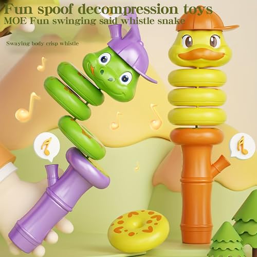 Image of Cute Animal Duck Whistle Toy Set | 1Pc Noise Maker Party Toys Random Color for Kids Boys and Girls | Rotating & Twisting Stress Relief Fun Entertainment Playset Item Birthday Gift for Children