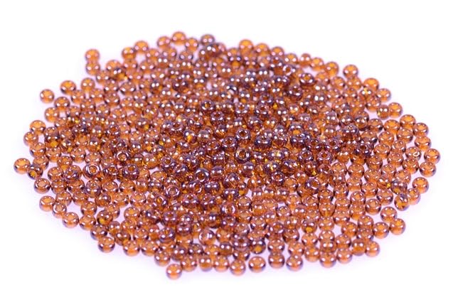 20g Round Preciosa Ornela Rocailles Seed Beads, 10/0 x 10/0 mm, Dark Topaz, Bronze Blue iris (19135), Glass, Czech Republic — image 1