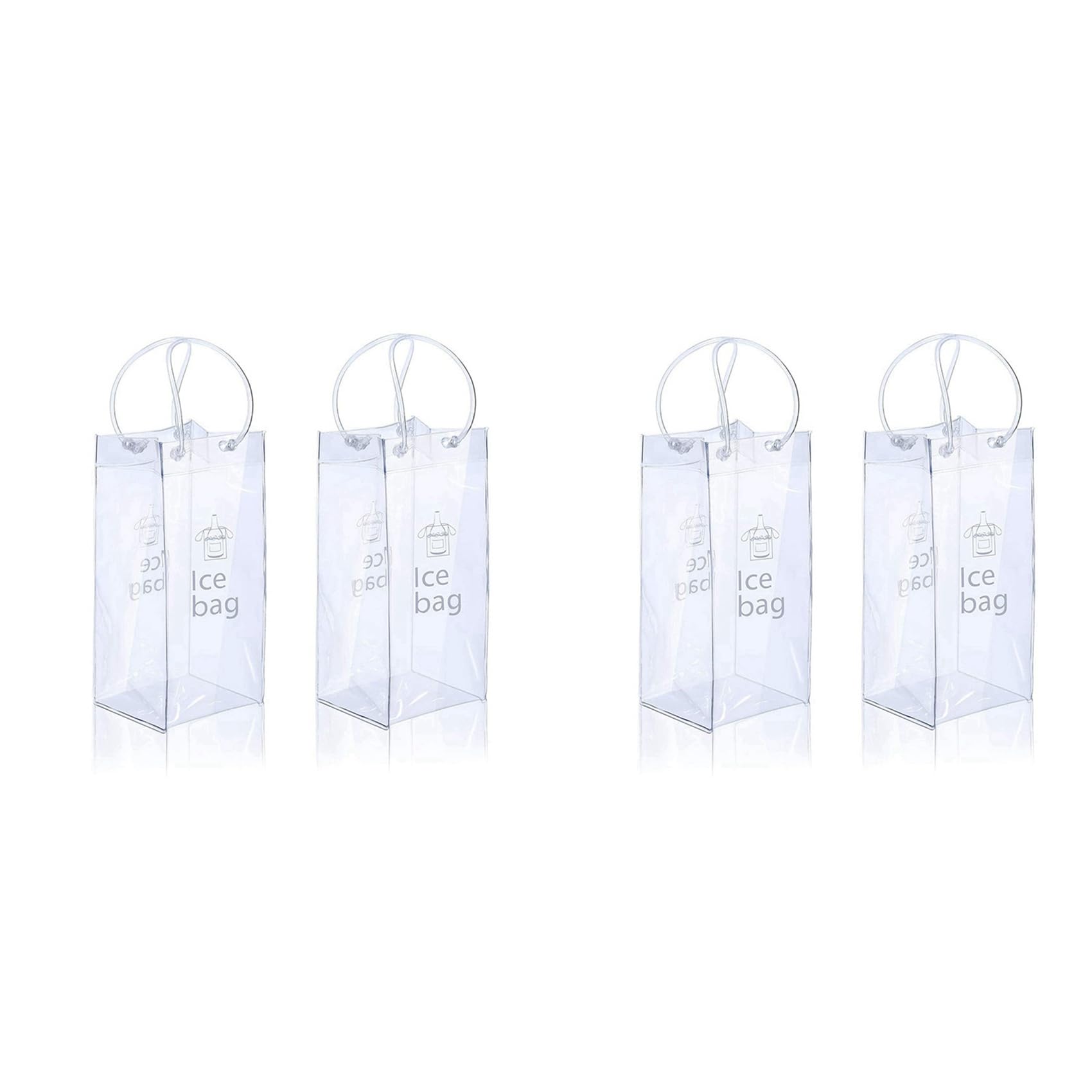 Hndhbfgrt Ice Wine Bag Portable Clear Wine Pouch Cooler with Handle for Party,Outdoor,Champagne,Cold Beer,4Pack