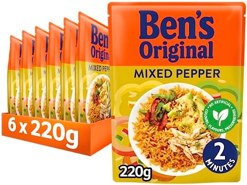 BEN'S ORIGINAL Mixed Pepper Microwave Rice, Bulk Multipack 6 x 220g pouches