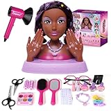 Oeasic Hair Styling Doll Head 10.5” with Washable Makeup Set, 3-in-1 Pretend Hair Salon Playset with 20+ Accessories, Styling Head Toy for Girls, Birthday for Ages 3–10
