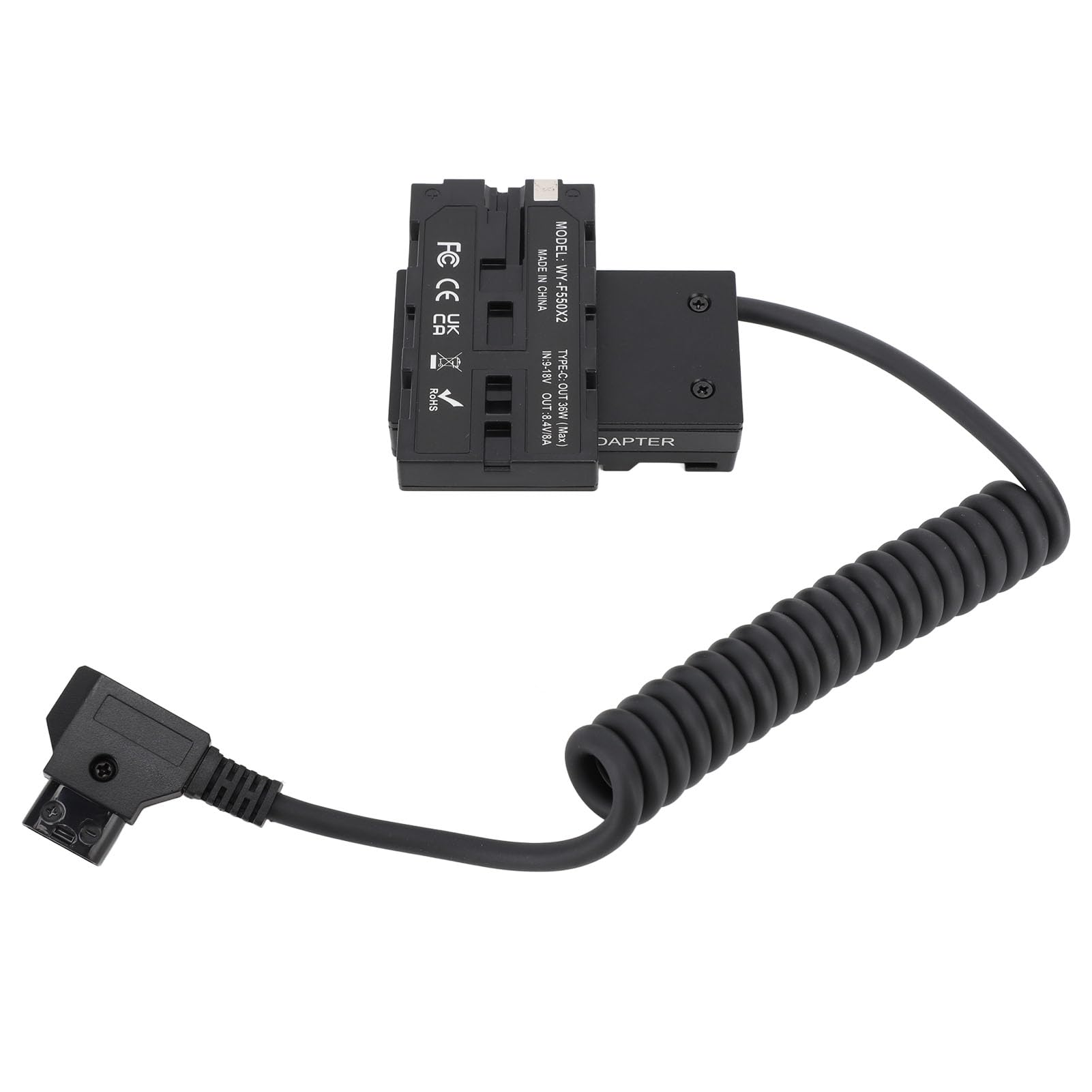 D Tap NP F550 - Adattatore di alimentazione efficiente per batteria fittizio monitor fotocamere tripla uscita adatto per la presa di vista interna ed esterna ABS metallo