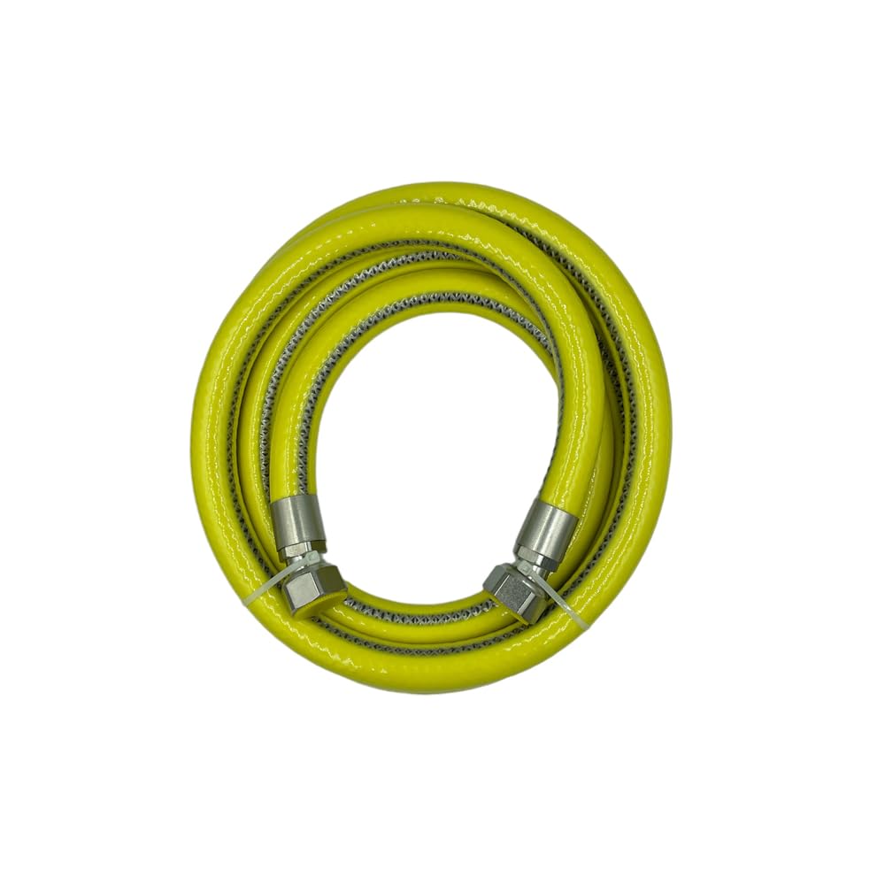 Manguera de gas de 2 metros de 1/2" de acero hembra-hembra FF según la norma EN 14800 para encimera/cocina GLP completa de juntas