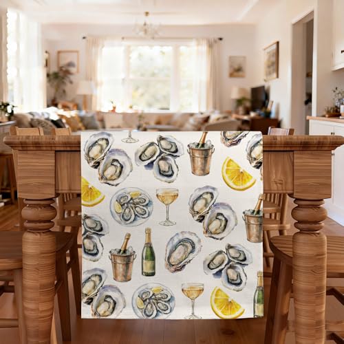 Chemin de table d'huîtres pour décoration de table marine et repas de crustacés