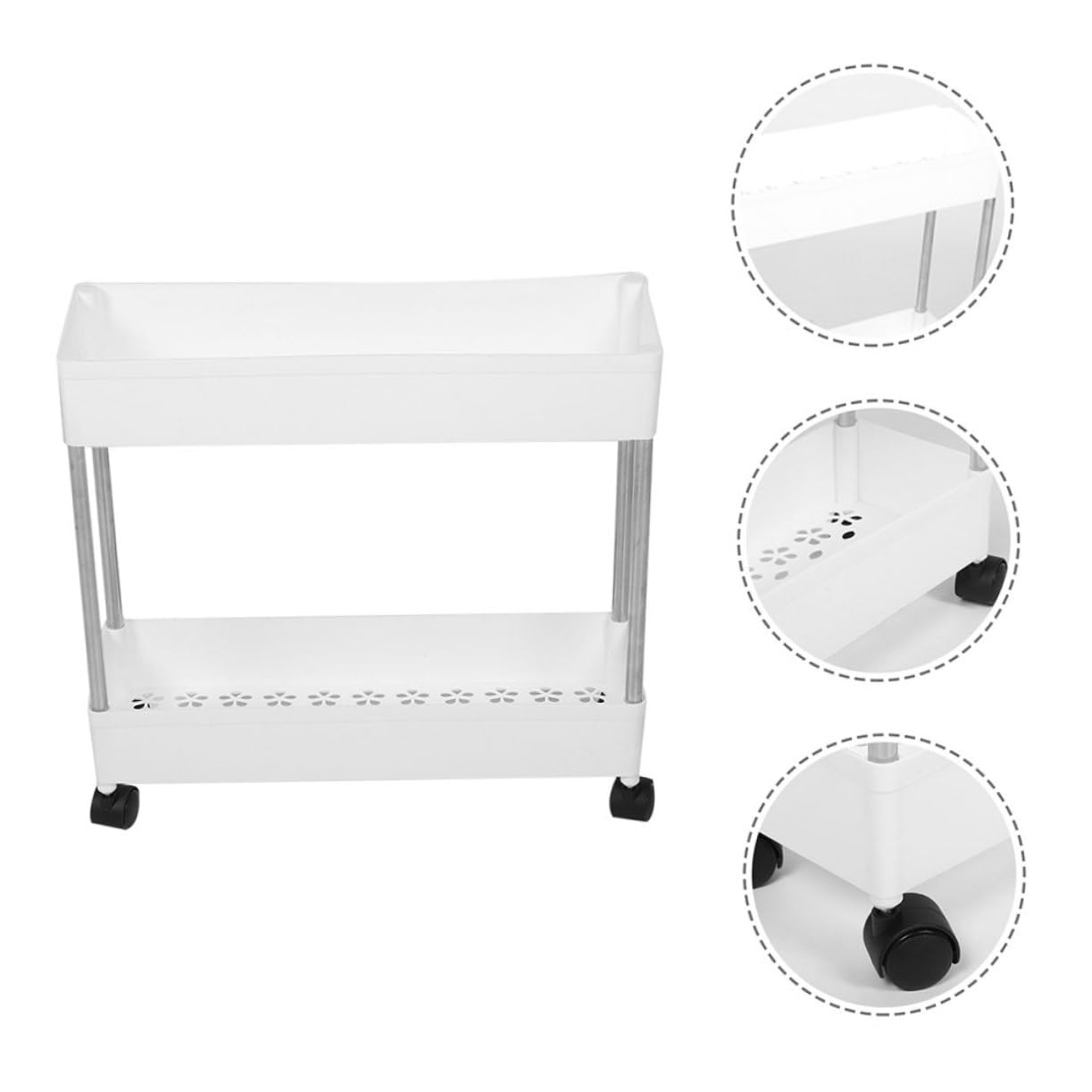 Carrello da Cucina a 3 Livelli Ruote, Struttura in Plastico e Ferro, Salvaspazio per Cucina e Bagno, Organizer Mobile Multiuso