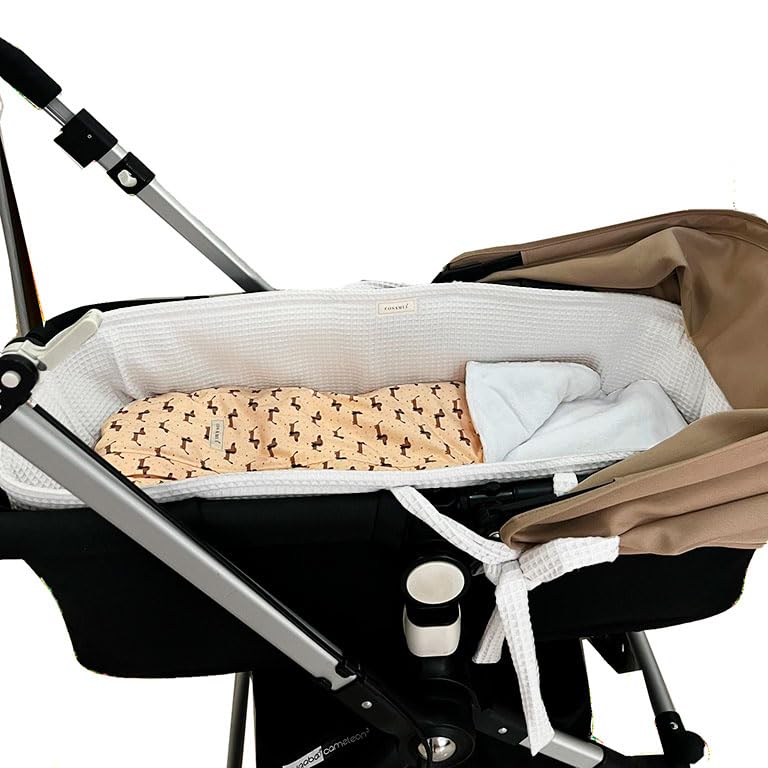 Vestidura capazo 100% algodón bebé universal para capazos con cremallera (Vestidura Blanco)