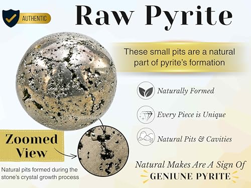 Image of Certified Raw Pyrite Crystal Ball for Meditation - Premium Crystal Vastu Items for Home and Feng Shui Items for Good Luck - Ideal for Pooja Supplies and Spiritual Practices (2 inch Inch)