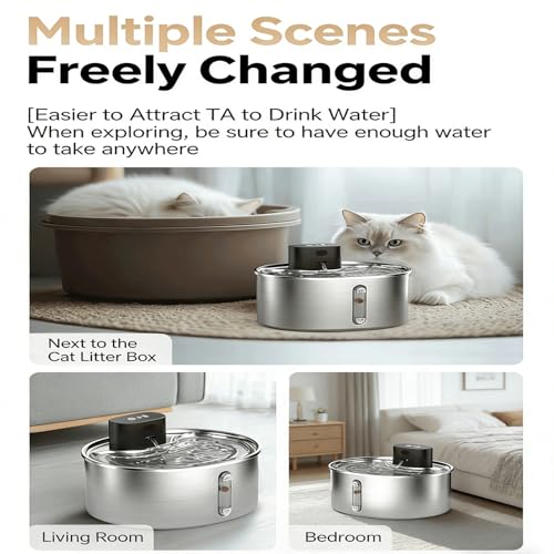 Fuente automática de agua para gatos con sensor y USB miniatura 4