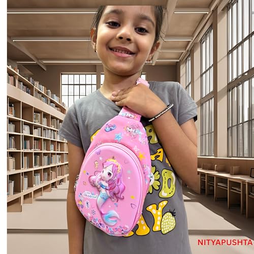 Image of Kids Small Cartoon Design Sling Crossbody Shoulder Bag for Boys & Girls, School Travel & Casual Backpack with Adjustable Strap for Children & Toddlers