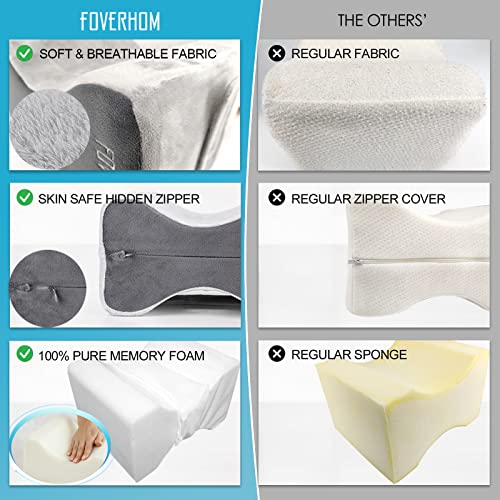 Foverhom Memory Foam Knee Pillow,Orthopedic Leg Pillow For Sciatica Relief,Back Pain, Pregnancy, Leg Pain, Hip Pain And Sciatica Relief #TOP1