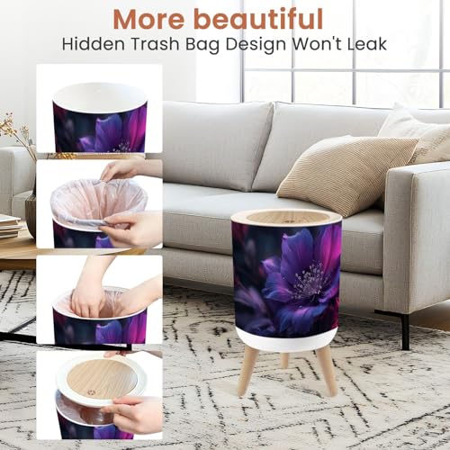 Caneca de basura pequeña con tapa color púrpura 1.8 galones miniatura 4
