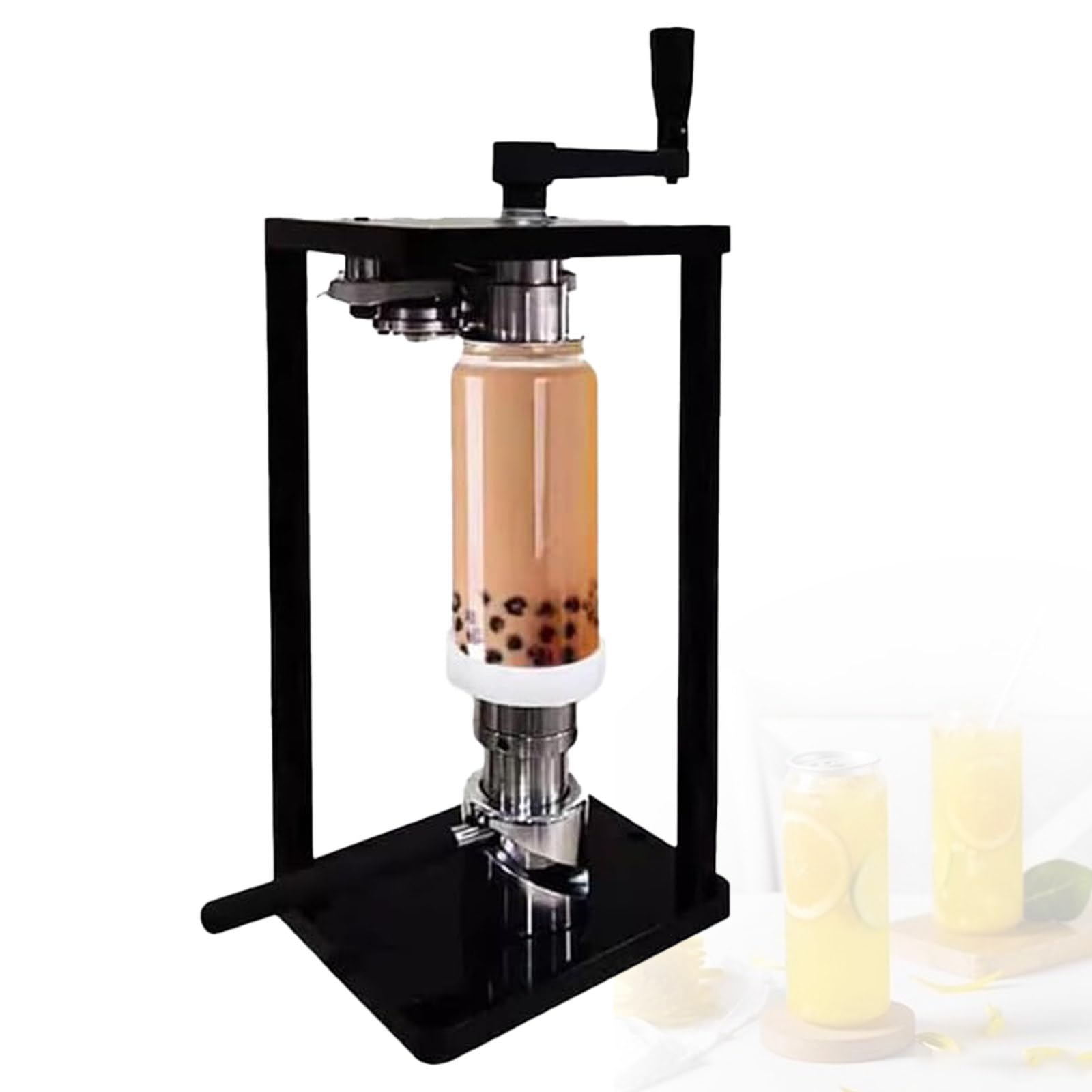 Scelleuse Manuelle De BoîTes De Conserve,Machine De Scellage sous Vide,avec 200 BoîTes Pet (en Option),Rouleaux Et Axes De Rotation en Acier Inoxydable pour Le Thé Au Lait Machine