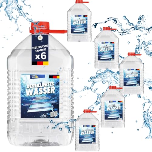 STAHLMANN Destilliertes Wasser 6x5 L Kanister [Made IN Germany] - Destilliertes Wasser für Dampbügeleisen und vieles mehr Destilliertes Wasser