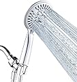 BRIGHT SHOWERS 9 Spray Settings Shower Head with Handheld High Pressure Chrome Hand Held Showerhead with 60 Inch Stainless Steel Hose and Adjustable Overhead Bracket