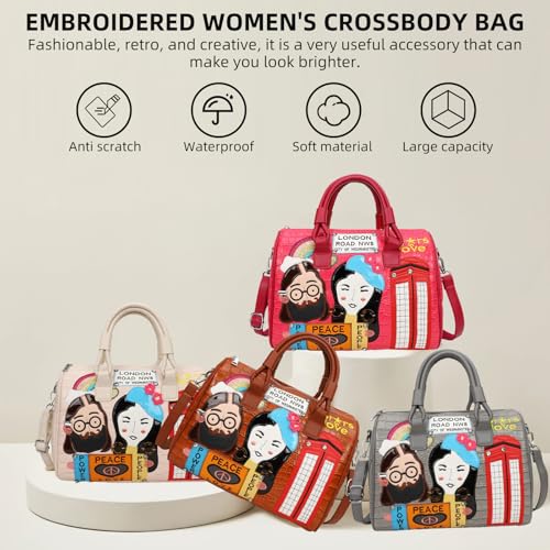 Leather Shoulder Bag for Women Big Boston Bag with Zipper For Work Travel Crossbody Handbag2