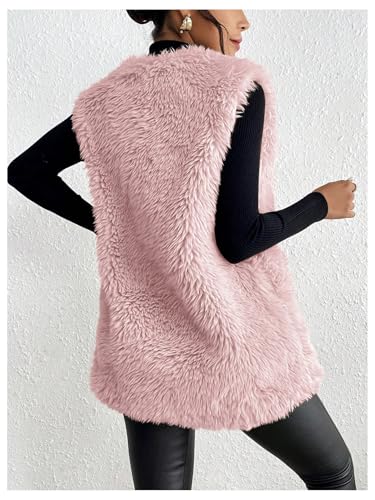 Verdusa Women's Fuzzy Faux Fur Sleeveless Vest Teddy Coats Open Front Plush Waistcoat Outerwear2