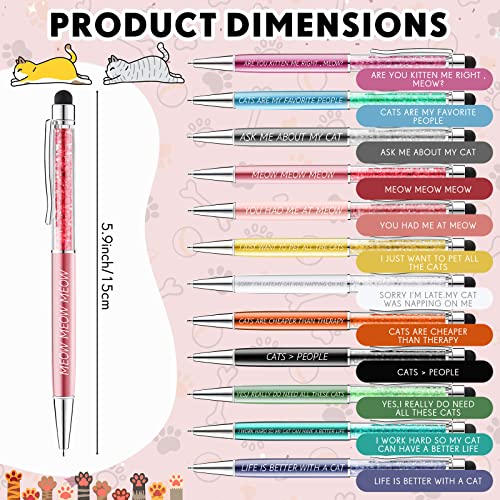 Sabary-12-Pieces-Pet-Lovers-Pens-Set-Cat-Dog-Lovers-Pen-Set-Colorful-Ballpoint-with-Funny-Phrase-Cute-Kawaii-Gift-for-Pet-Foster-Kitty-Mom-Paw-Fan-Kitten-Vet-Office-Supplies