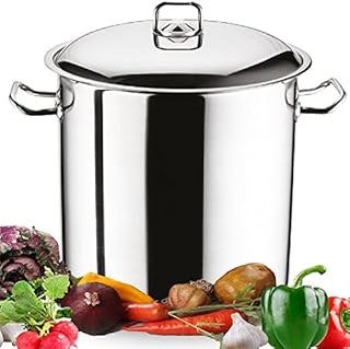 Large Deep Stainless Steel Induction Stock Pot Casserole Cooking Stockpot (21 Litre)